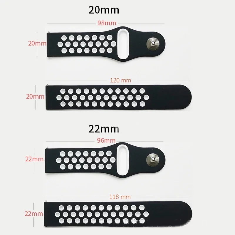 Sport Silicone Watch Band - 20mm/22mm Adjustable Bracelet Strap