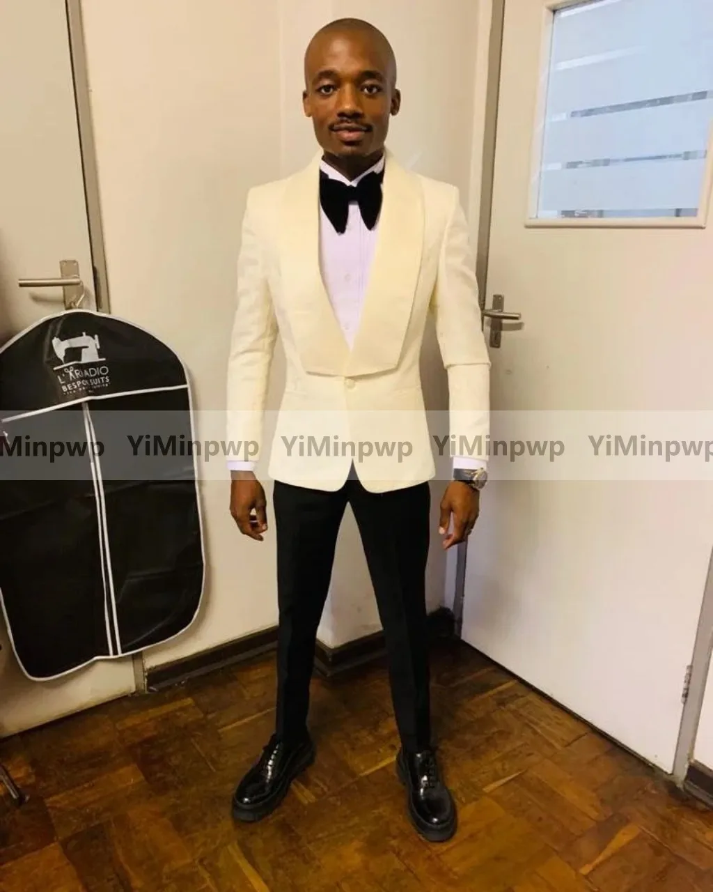 Cream Men Suits 2 Pieces One Button Blazer Sets Wedding Groom Tuxedos Suit terno masculinos completo Jacket+Pants