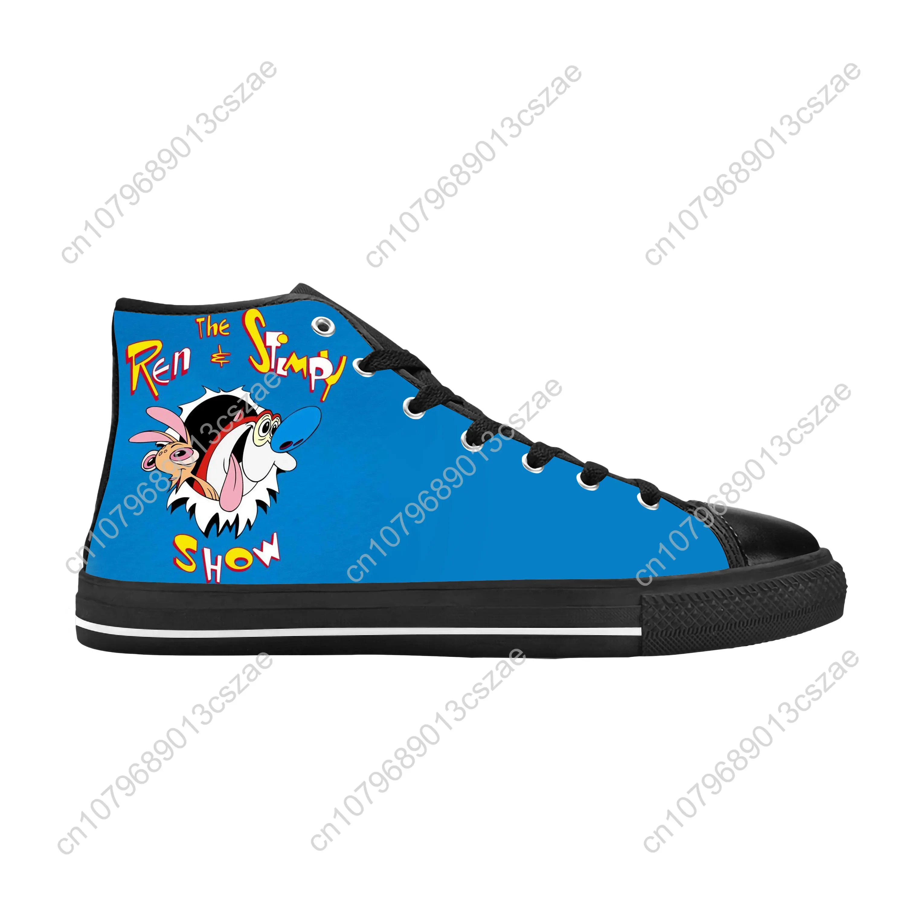 Show Anime Cartoon Stimpy Manga Comic Game Ren Casual Cloth Shoes High Top Comfortable Breathable 3D Print Men Women Sneakers