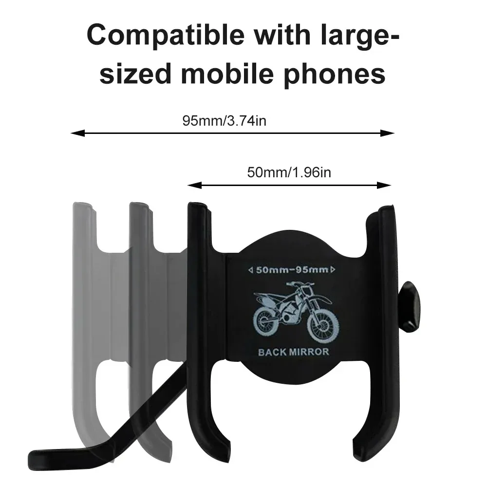 Rotatable Motorcycle Bike Mobile Phone Bracket Handlebar Rearview Mirror Support for Easy Cycling Navigation Urban And Leisure