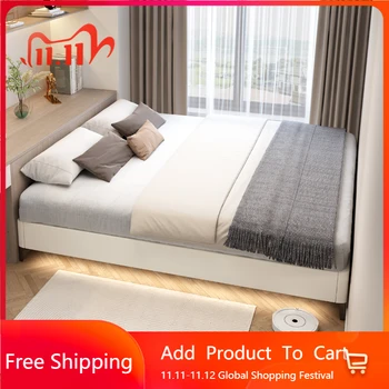 Individual Double Bed Frames Nordic Modern Minimalist Twin Double Bed Bases Wood Sleeping Luxury Cama Queen Size Hotel Furniture