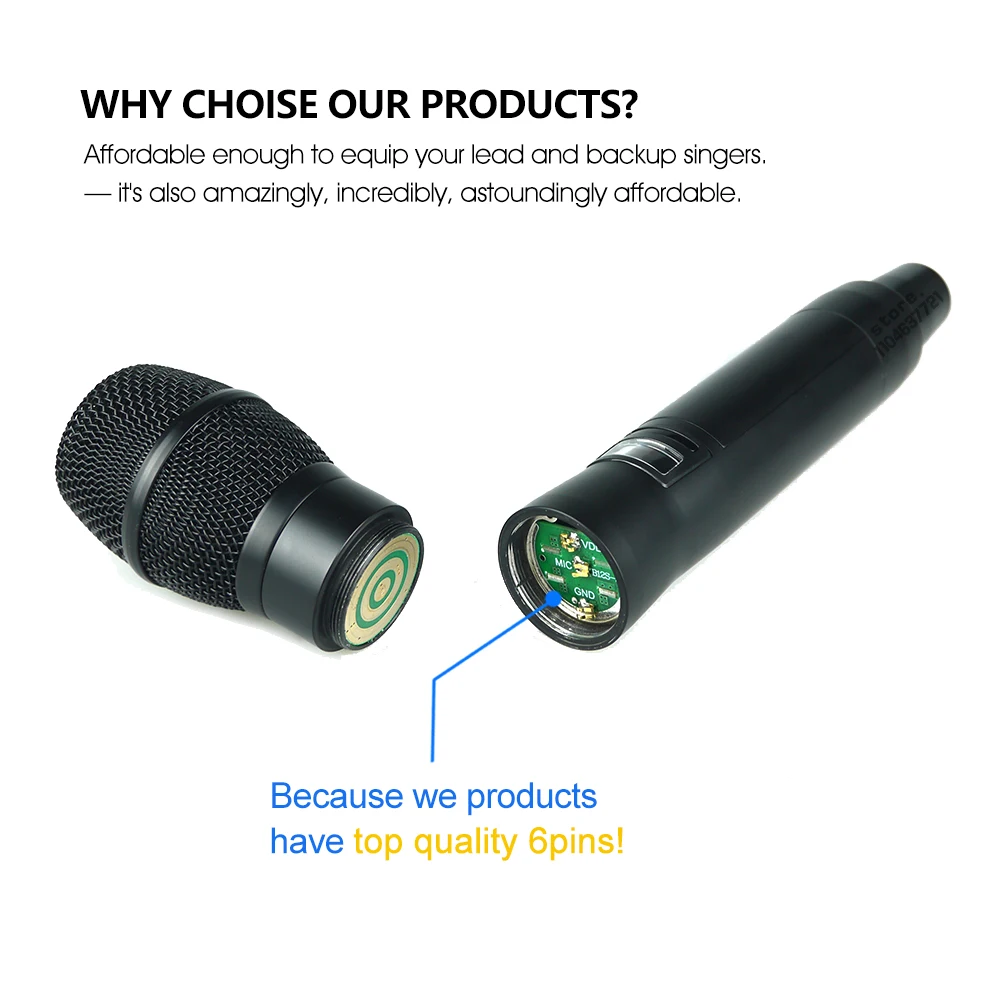 AD4Q Wireless Microphone Four Channel Digital Audio System with Dual Handheld Bodypack Transmitter For Live Vocal Stage Karaoke