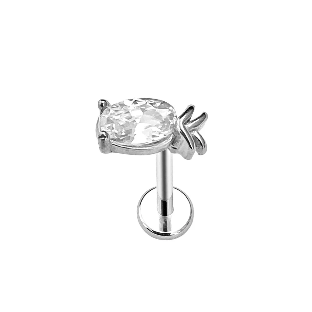 ASTM F136 G23 Titan Blume Herz Mond Blütenblätter CZ Threadless Piercing Blatt Spinne Fisch Libelle Pfau Daith Conch Ohrringe – Detail 6