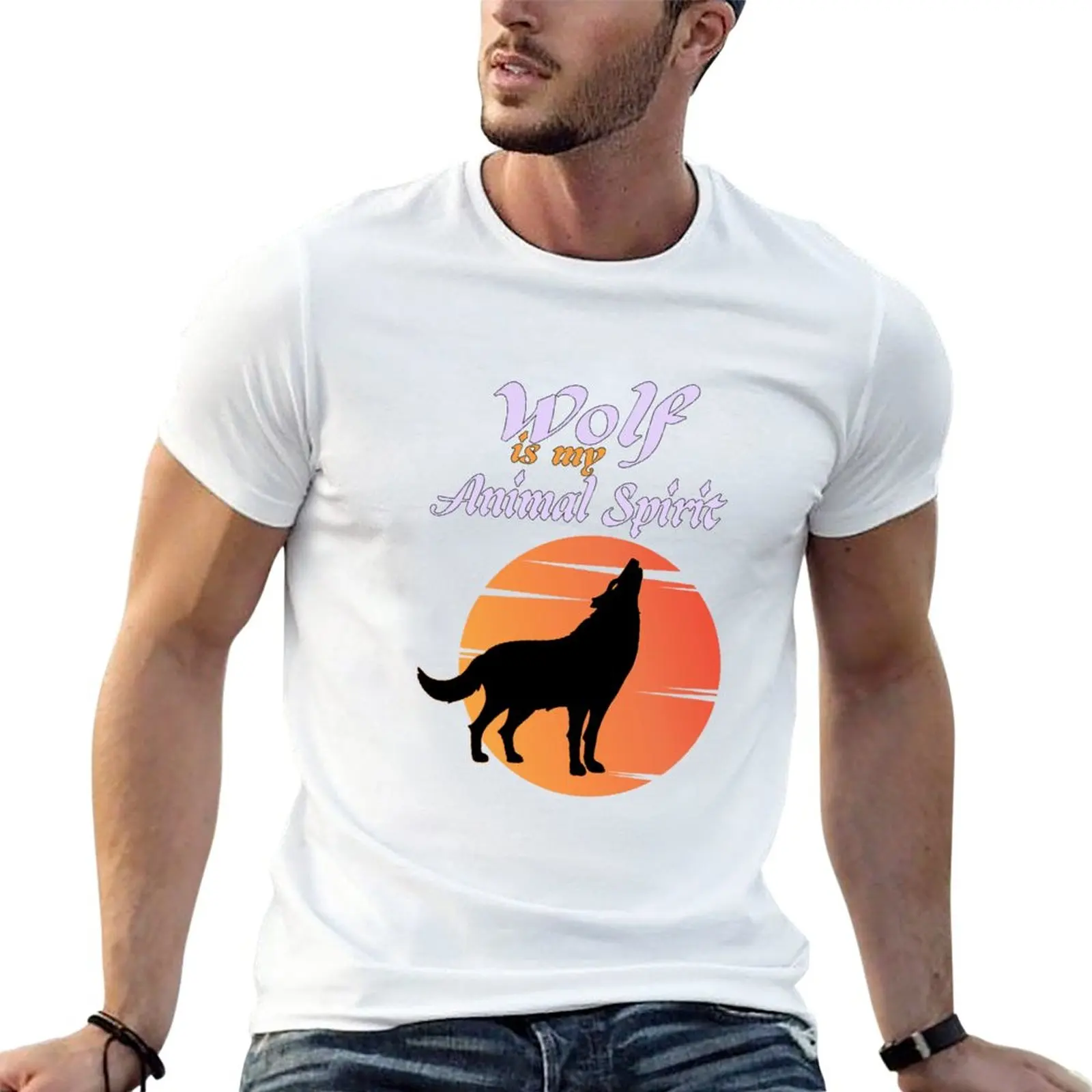 

New Wolf Is My Spirit Animal T-Shirt Aesthetic clothing blank t shirts Men's cotton t-shirt