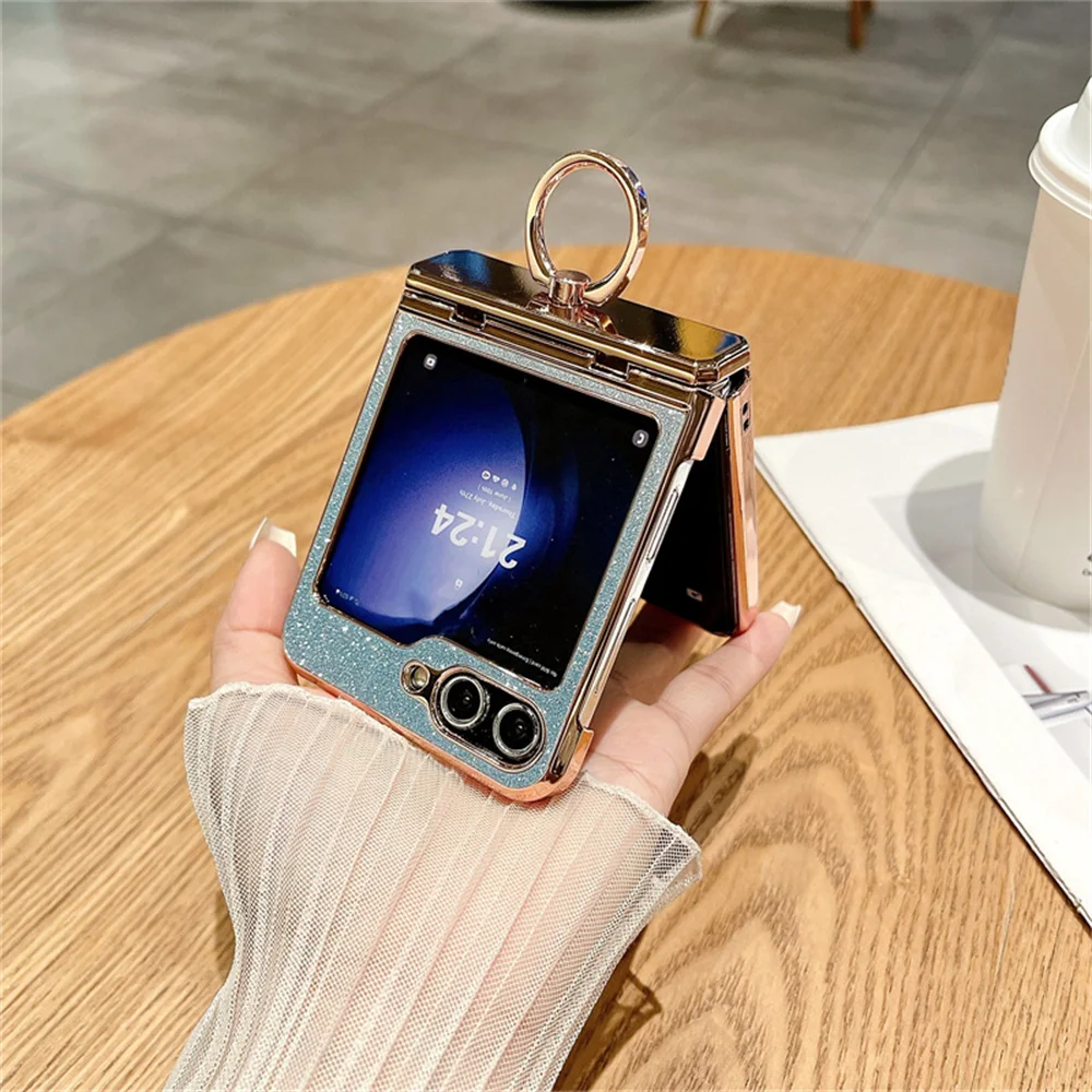 Glitter Diamond Ring Holder Gradient Electroplating Shockproof Case