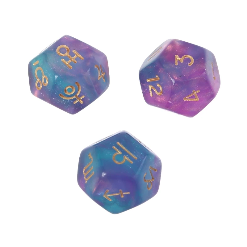 

3Pcs/Set Astrological 12-Sided Polyhedral Astrology Ta-rot Card Divination Zodiac Set