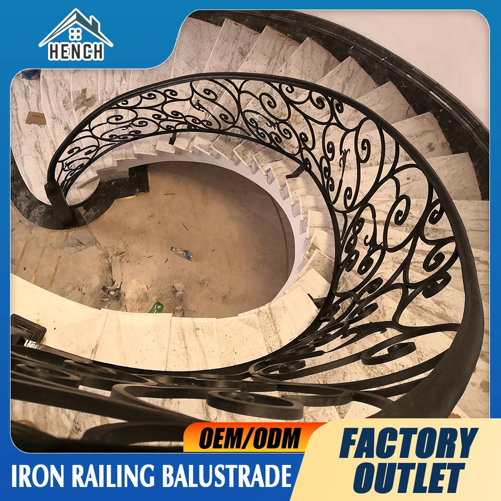luxury curved design wrought iron railing balustrade balcony