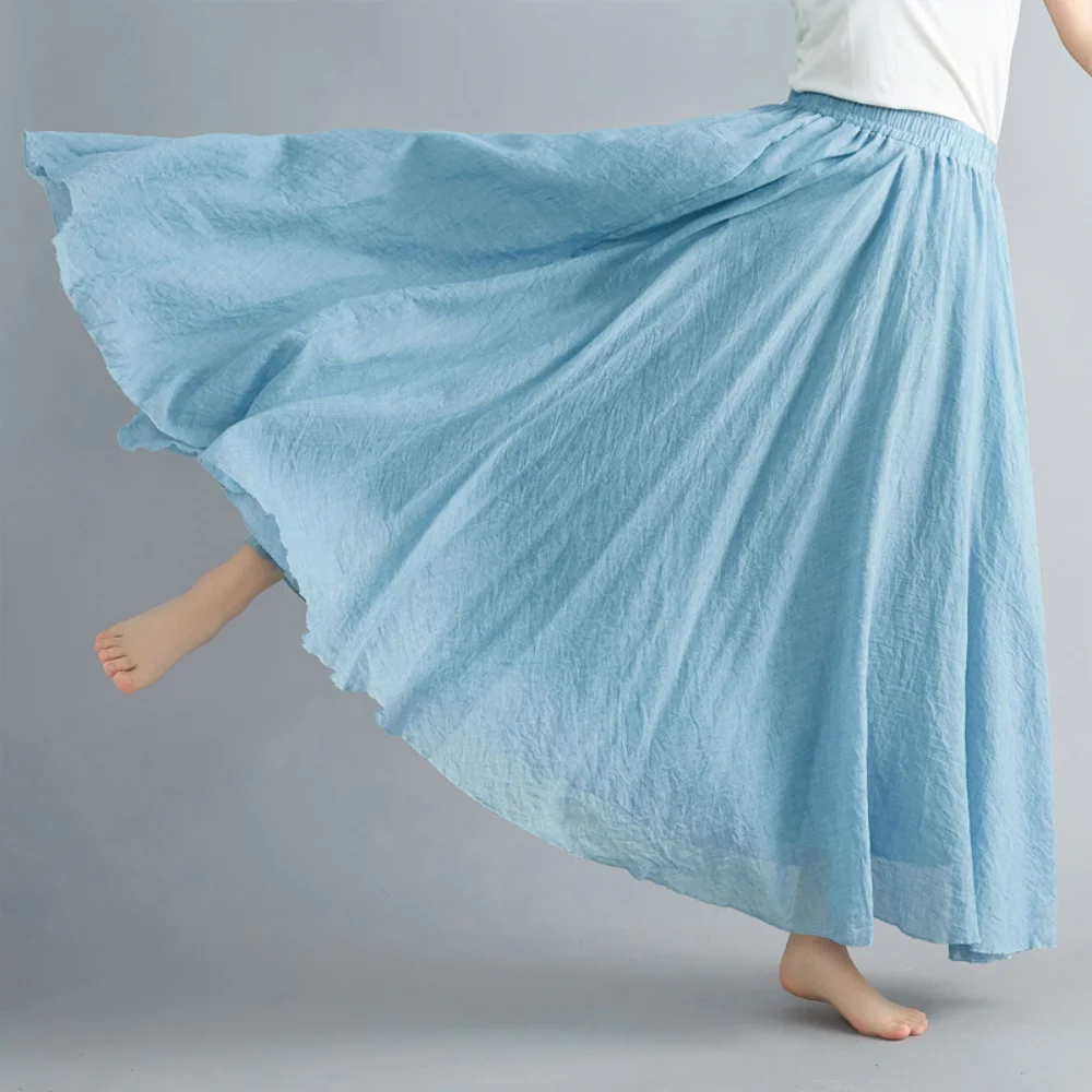 2023 Fashion Clothes Women Clothing Skirts Vintage Elegant Streetwear Bohemian Cotton Linen Casual Vestido De Festa Long Skirt