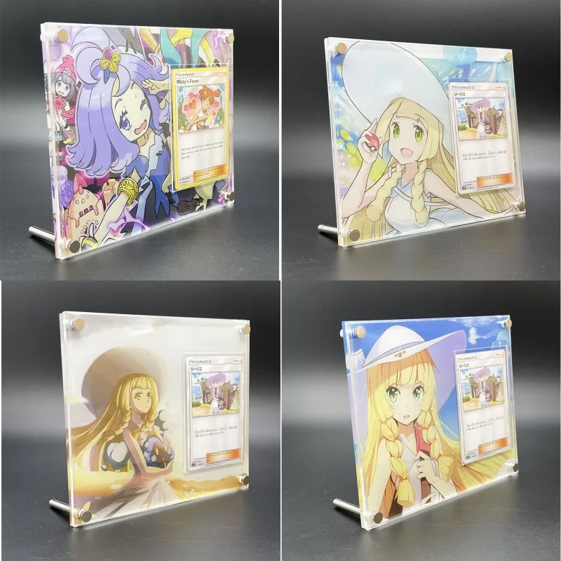 

Pokemon DIY Acrylic Lillie Acerola Marnie Vertical Display Stand Anime Game Collection Commemorative Card Brick Gifts for Friend