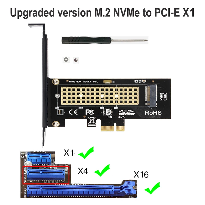 Nvme Ssd para Placa Adaptadora Pcie 4.0 64gbps M-key Pcie4.0 x1 x4 Desktop pc Pci-e Gen4 Velocidade Máxima M.2 - Imagem 2