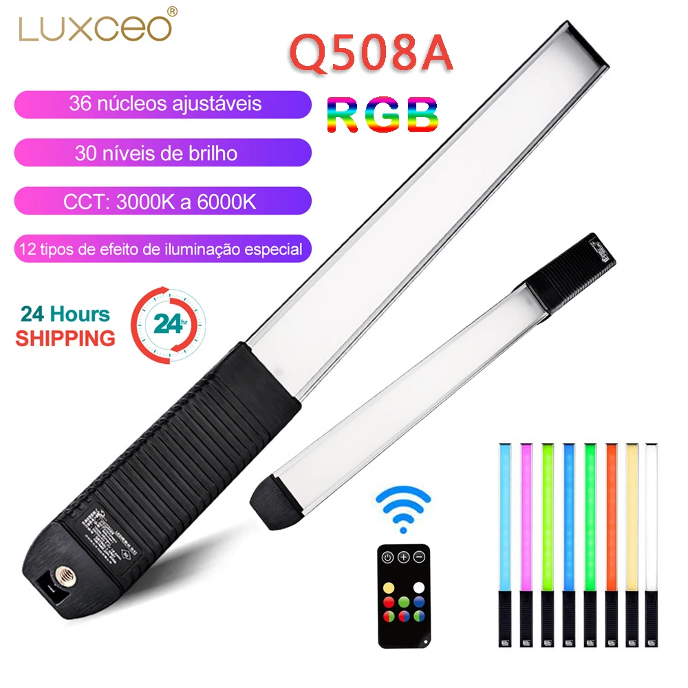 

LUXCEO Q508A RGB LED Video Light Baton Remote Control 3000K-6000K 36 Colors Selfie Studio Photo Lighting Bar For Youtube Vlog