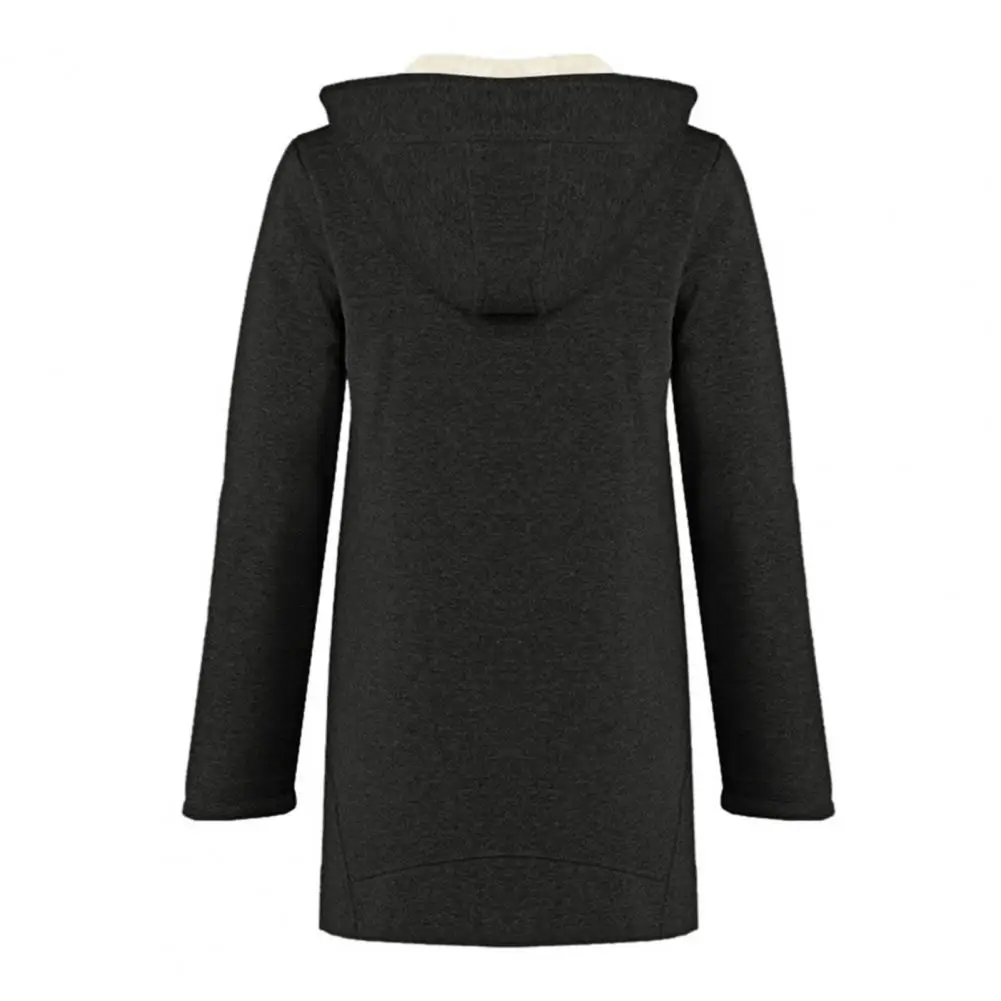 

Coldproof Comfortable Solid Color Hooded Women Plush Lining Jacket Coat Daily Clothing