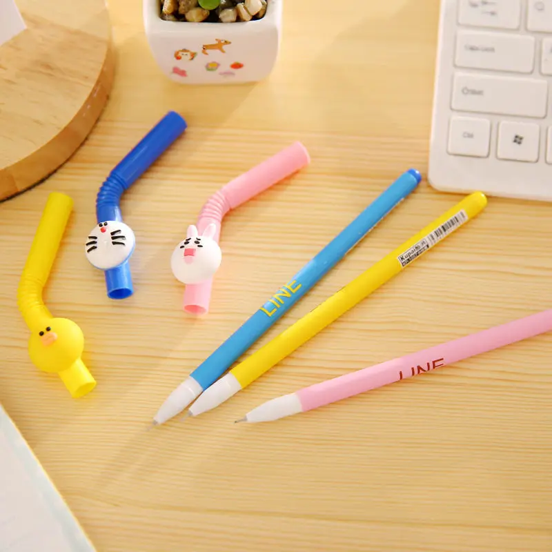 

3pcs creative stationery lifelike Straw styling neutral pen water pen New Cartoon water pen Kawaii Stationery Ballpoint Pen
