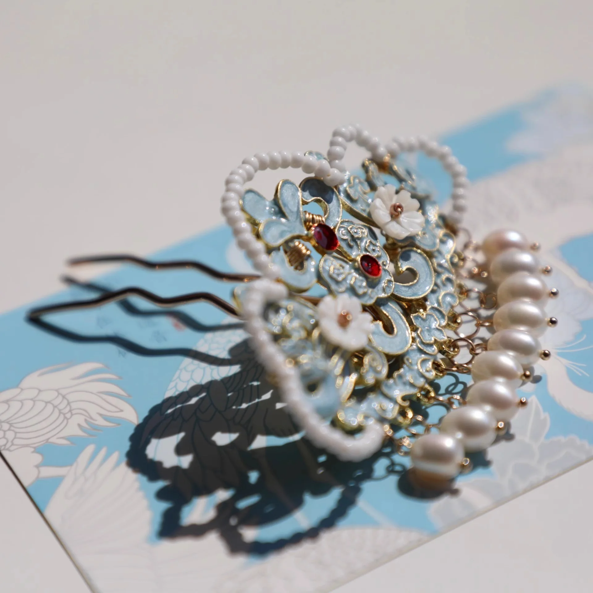 Blaue Perlen Haarkrone Und Entenschnabelclip Kopfschmuck_voghion.com