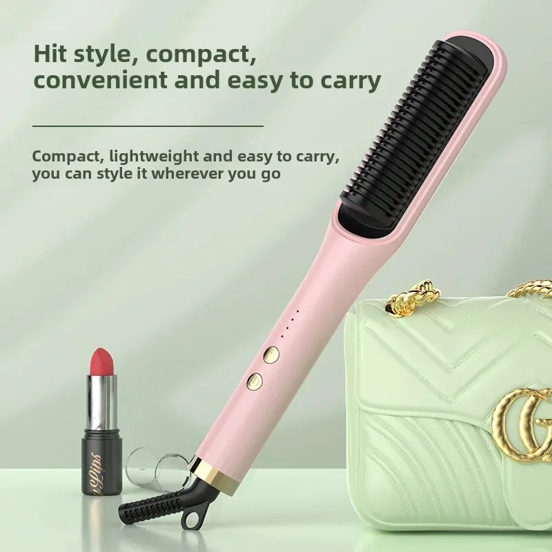 New Straight Hair Comb Negative Ion Straight Curling Iron Two-Purpose Electric Heat Curling Rod Cross-Border Home Use
