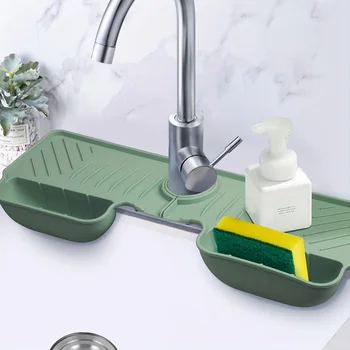 Lavello in silicone Paraspruzzi Tappetino impermeabile e antimuffa Piastra organizzativa per drenaggio per strumenti accessori per la conservazione del lavello della cucina 1