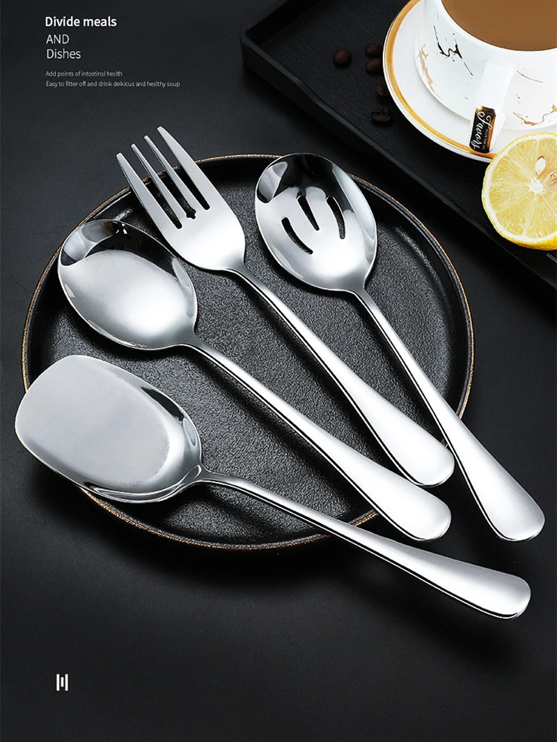 Description Picture 2 of itemStainless Steel Serving Spoon and Fork Chopsticks Cutlery Sets for Buffet Long Handle Home Dinnerware Tableware Kitchen Utensils