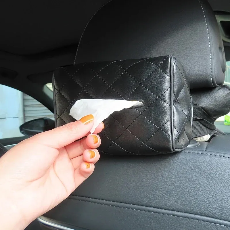 Car Tissue Holder Tissue Box Tissue Bag Solid Color Tissue Kit For Car