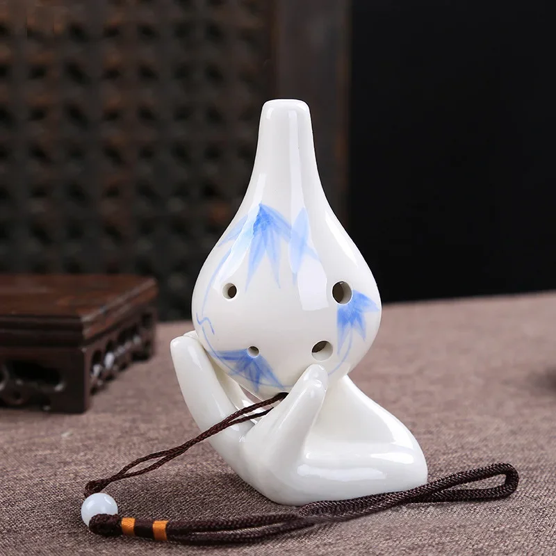 6Hole Ocarina Ceramic Alto C Key Flute Musical Instrument Buddha's Hand Accessories Beginners Teaching Toy