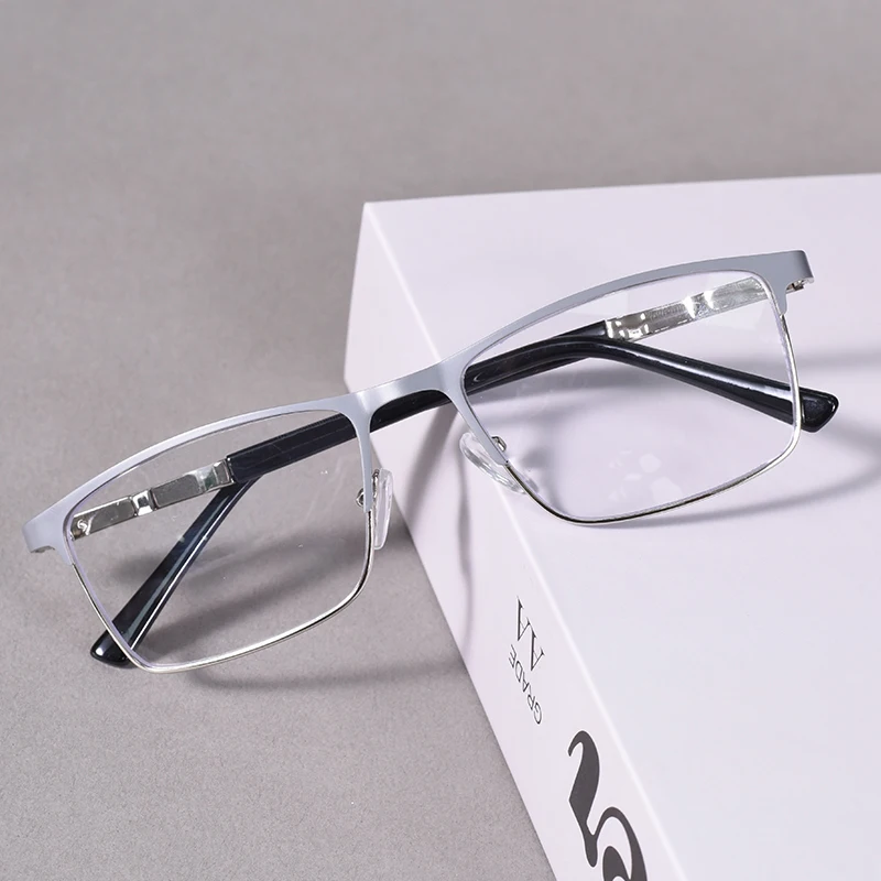 Blue Light Blocking Men's Reading Glasses - Anti-Glare Metal Frame with Spring Hinges