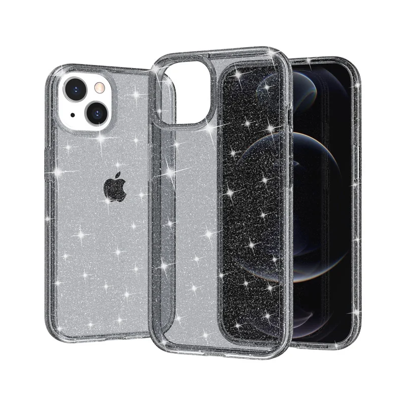 thumbnail image 1 of Funda protectora súper dura de 6 pies transparente con purpurina para iPhone 16 15 Pro Max 14 13 12 11 XR X 8 7 6 Plus SE2 Funda brillante, 1 of 5