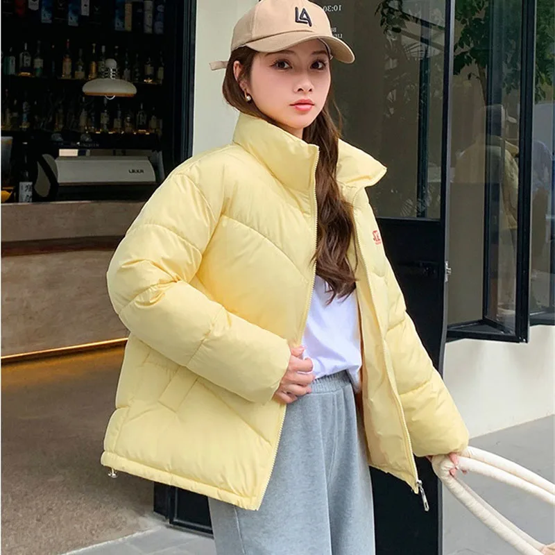 2024 Fashion Loose Short Coat Winter Women Down Cotton-padded Jacket Student Thicken Parkas Stand-up Collar Casual Warm Overcoat