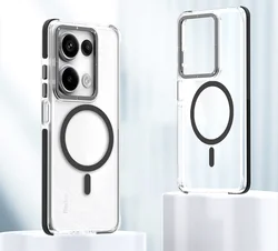 Luxury Shockproof Magnetic Clear Phone Case Cover - Note13 Pro Plus (Black)