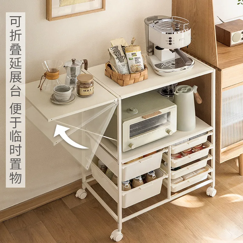 Kitchen Trolley Microwave Oven Storage Rack Tanding Coffee Machine Mobile Dining Cabinet Living Room Snack Storage Cabinet