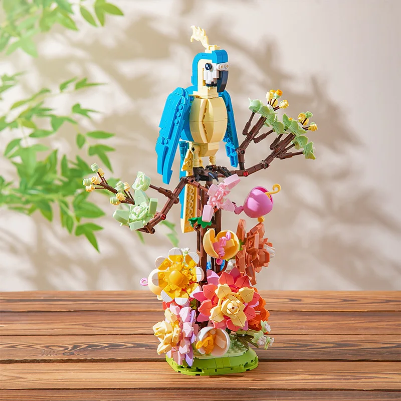 

1162PCS+ Creative Parrot Garden Building Blocks Assembled 3D DIY Animal Eternal Flower Mini Bricks Model Decor Toy For Kids Gift