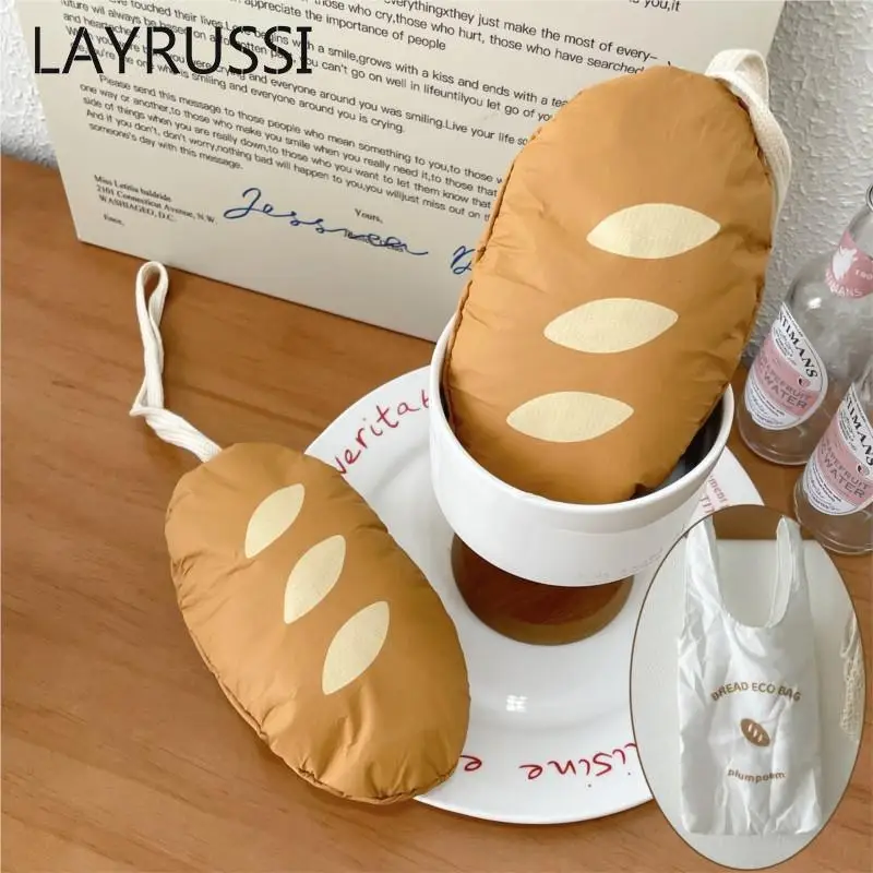 

LAYRUSSI Baguette Foldable Shopping Bag Cartoon Storage Bag Portable Large Capacity Bread Bag Lightweight Reusable Shopping Bags