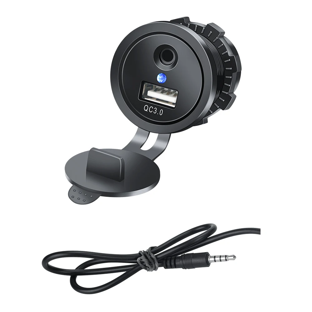 

Автомобильный разъем для быстрой зарядки QC3.0, 3,5 мм, разъем AUX, панель питания, зарядное устройство для телефона, вилка для автомобиля, лодки, морского грузовика, мотоцикла