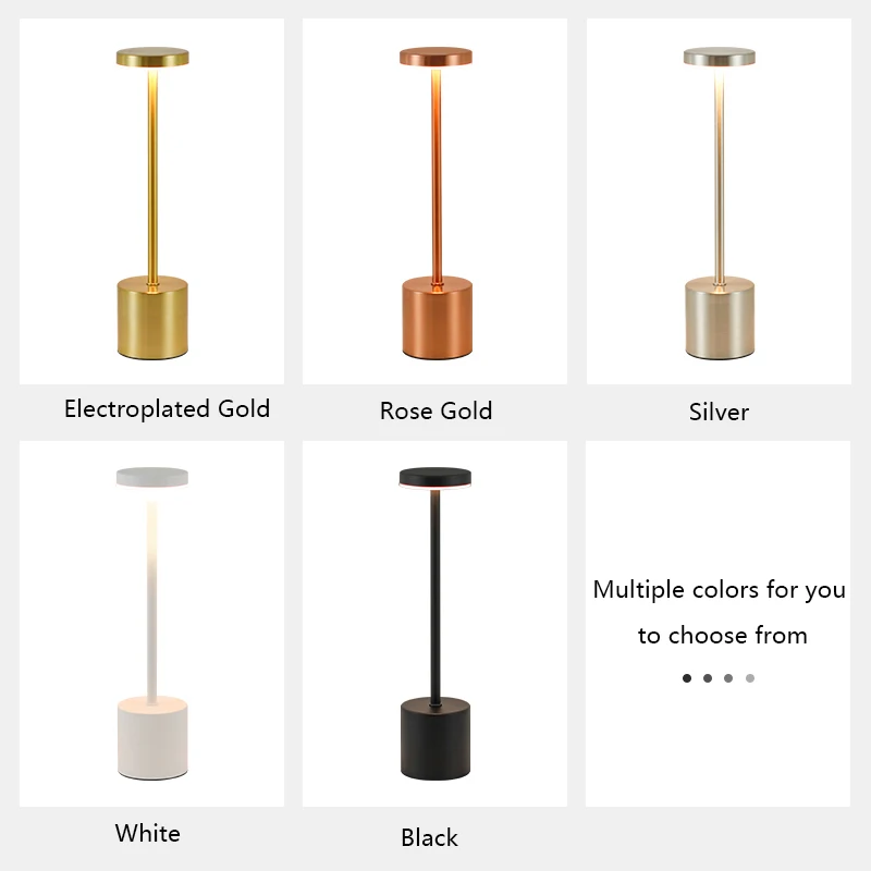 Rechargeable LED Desk Lamp Metal Dimmable Touch Table Lamp 3 Color Temperatures Bedside Creative Ambient Light Bar Hotel Decor 2