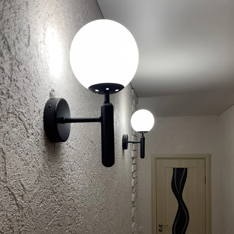 Modern Glass Lampshade Wall Lamps Bedroom Bedside Sofa Background Wall Interior Sconces Entrance Bedroom Closet Luminary