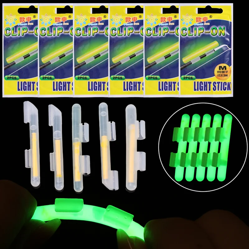 Clip on Fishing Glow Stick S/M/L/XL Fluorescent Light Stick Dry Type Luminous Wand Clip 2/4/6PCS Night Fishing Accessories fishing glow stick fishing light stick