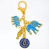 2024 Flat Rhinoceros Elephant Buckle Elephant & Rhinoceros With Ksitigarbha Staff Amulet Keychain w5476 3