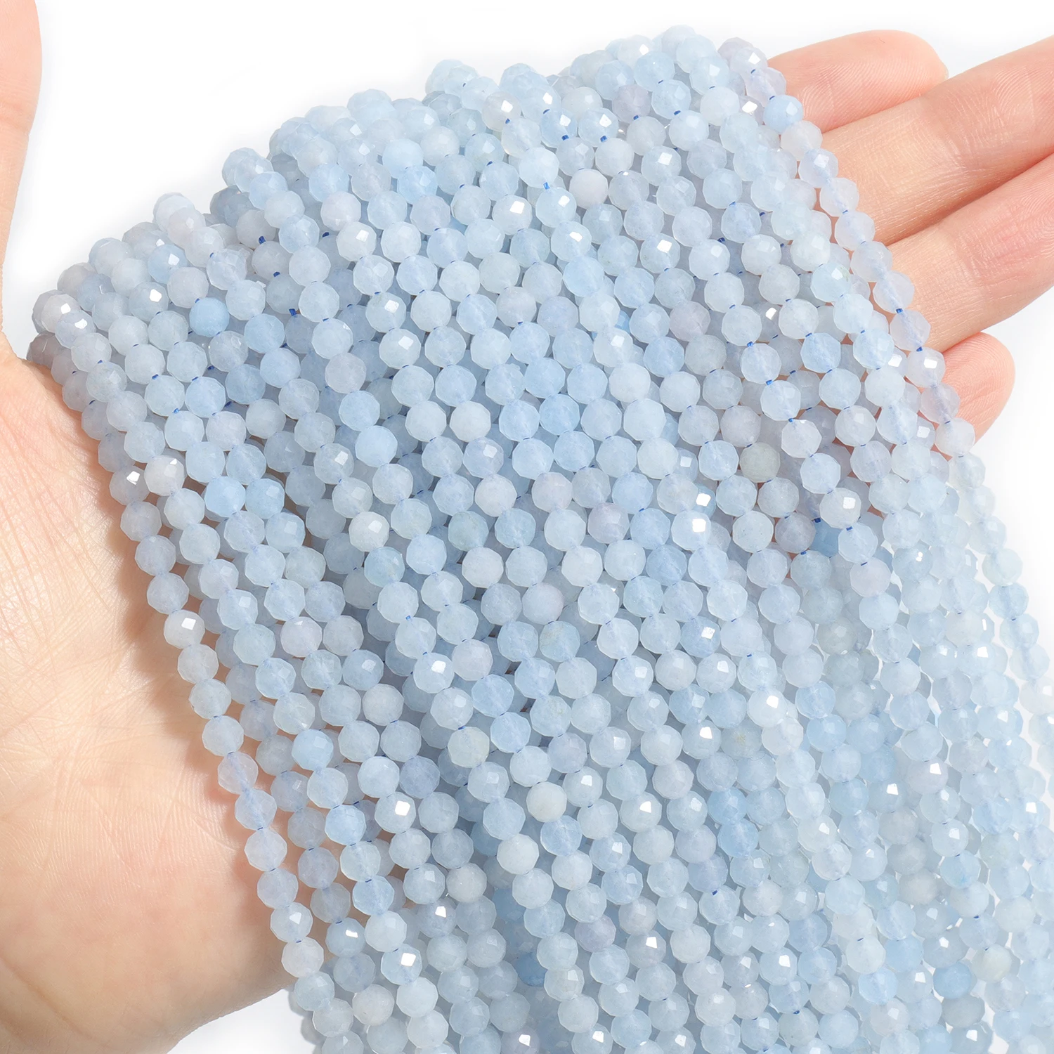 2, 3, 4 mm natürliche facettierte Dalmatiner-Aquamarin-afrikanische türkisfarbene Edelsteinperlen, Mineralperlen für Schmuckherstellung, DIY-Armbänder – Detail 8