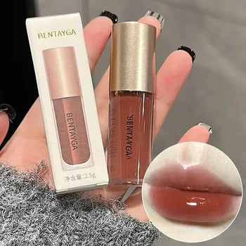 보습 미러 워터 누드 립 글로스, 방수 지속, 레드 브라운 리퀴드 립스틱, 끈적이지 않는 섹시한 입술, 틴트 립 글레이즈 메이크업