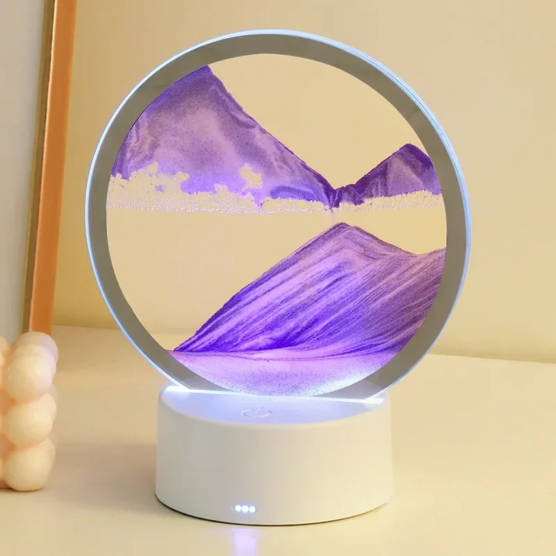Multicolor Hourglass Light with 3D Moving Sand Art and Deep Sea Display