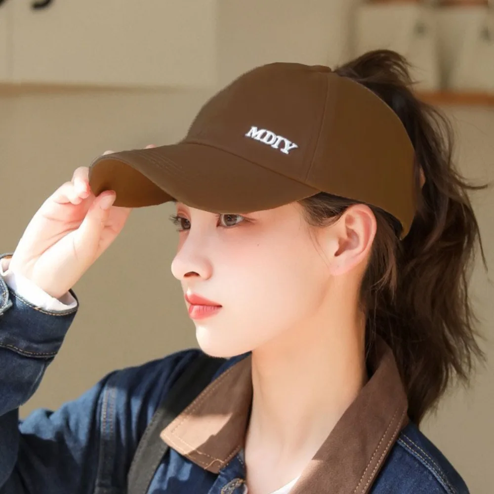 

Cotton Baseball Hat Fashion UV Protect Sun Protection Sun Hat Adjustable Long Hair Ponytail Hat Women