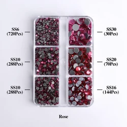 Enhanced Sparkling Glass Hotfix Rhinestones Set - Flat Back Glitter Crystals for Garment Embellishment (Rose)