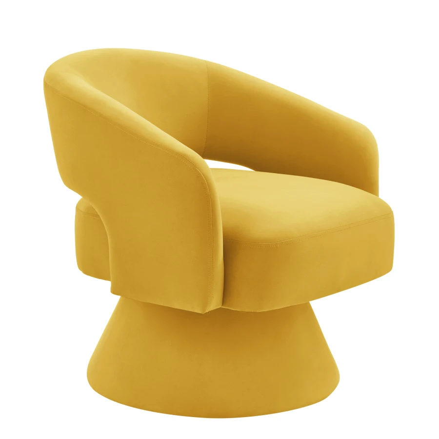 Modern Swivel Barrel Chair Upholstered Velvet Round Accent Chairs 360 Degree Comfy Swivel Chair with Open Backrest Single Chair 2