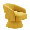 Modern Swivel Barrel Chair Upholstered Velvet Round Accent Chairs 360 Degree Comfy Swivel Chair with Open Backrest Single Chair 2