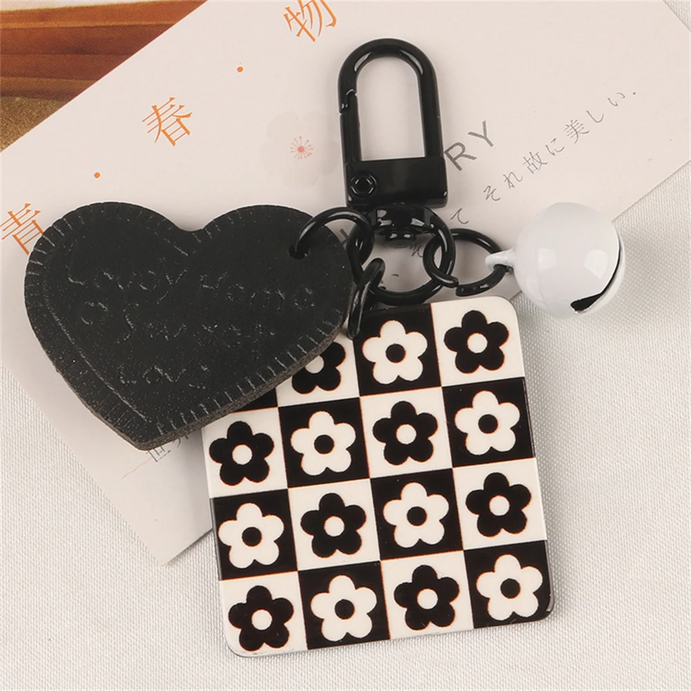 Fashion Checkered Black And White Keychain Bag Charm For Women