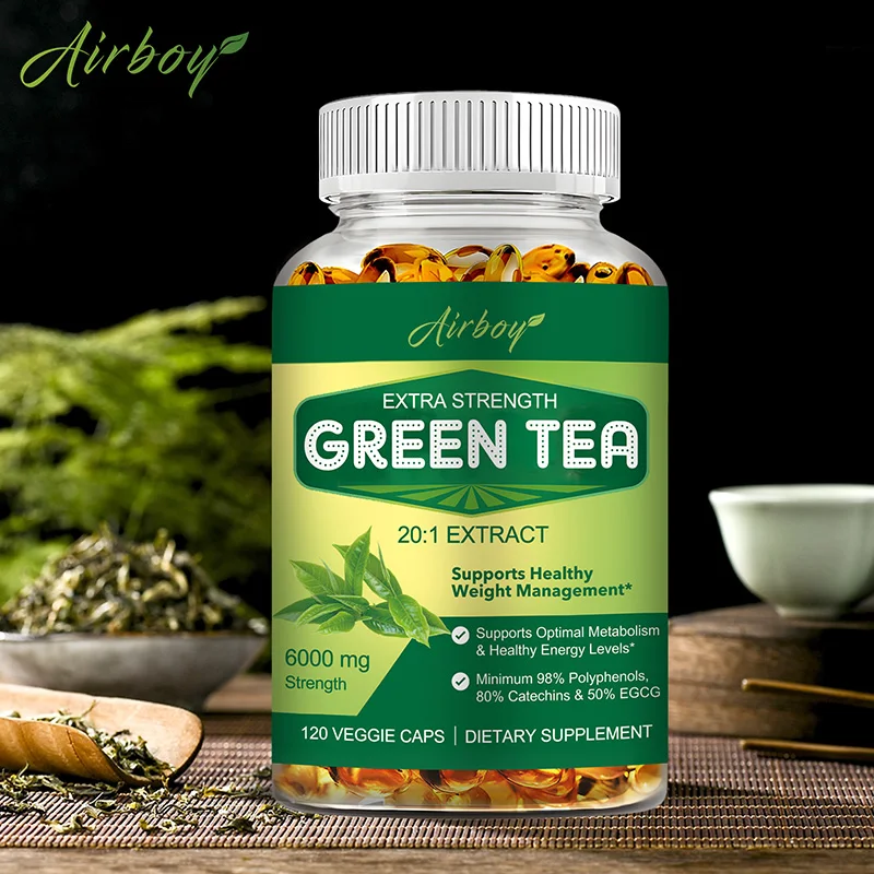 Green Tea Capsules-with 98% Polyphenols 50% EGCG-Burns Fat Boosts Metabolism Appetite Suppressant Antioxidant green tea capsules