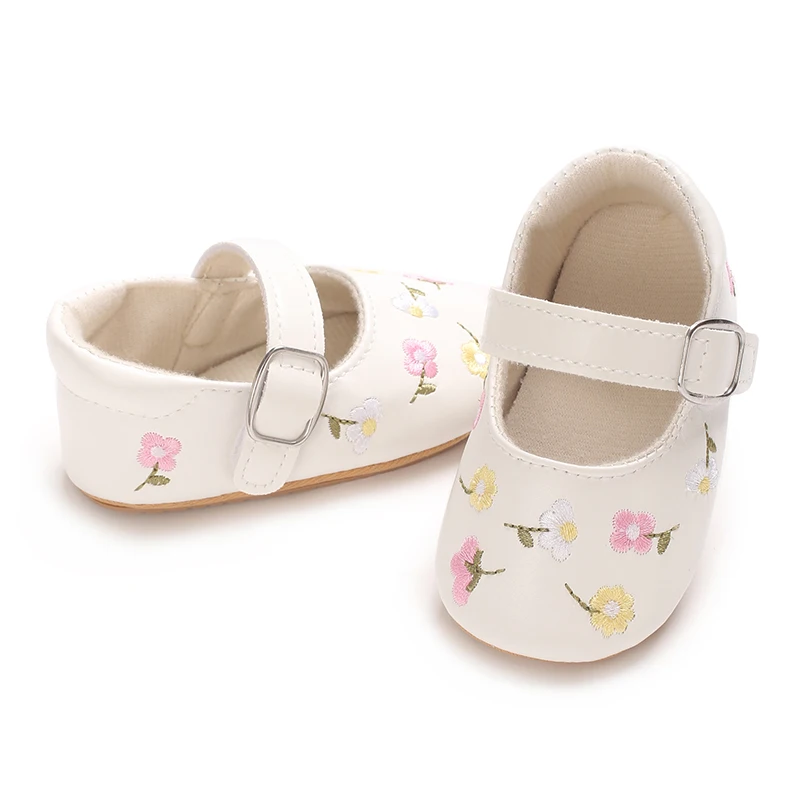 New Baby Girls Shoes Embroidered small flowers Party Dress First Walker Anti-slip Non-slip Rubber Sole Infants Girl Crib Shoes