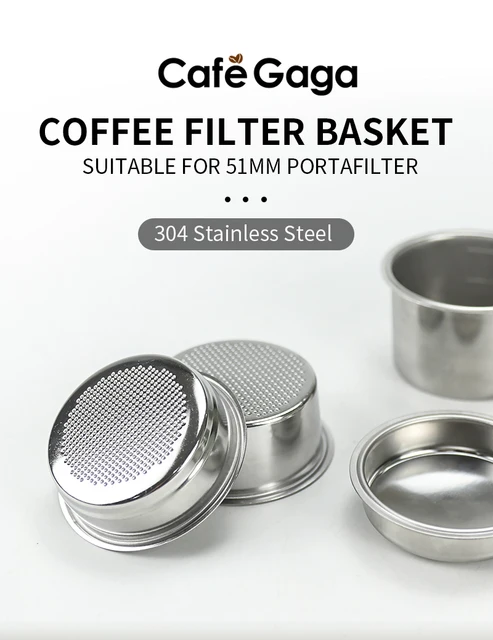 Filtro de café de 2.008 in, 4 tazas de acero inoxidable de una sola pared  no presurizada cesta de filtro poroso, apto para DeLonghi, para EUPA, para