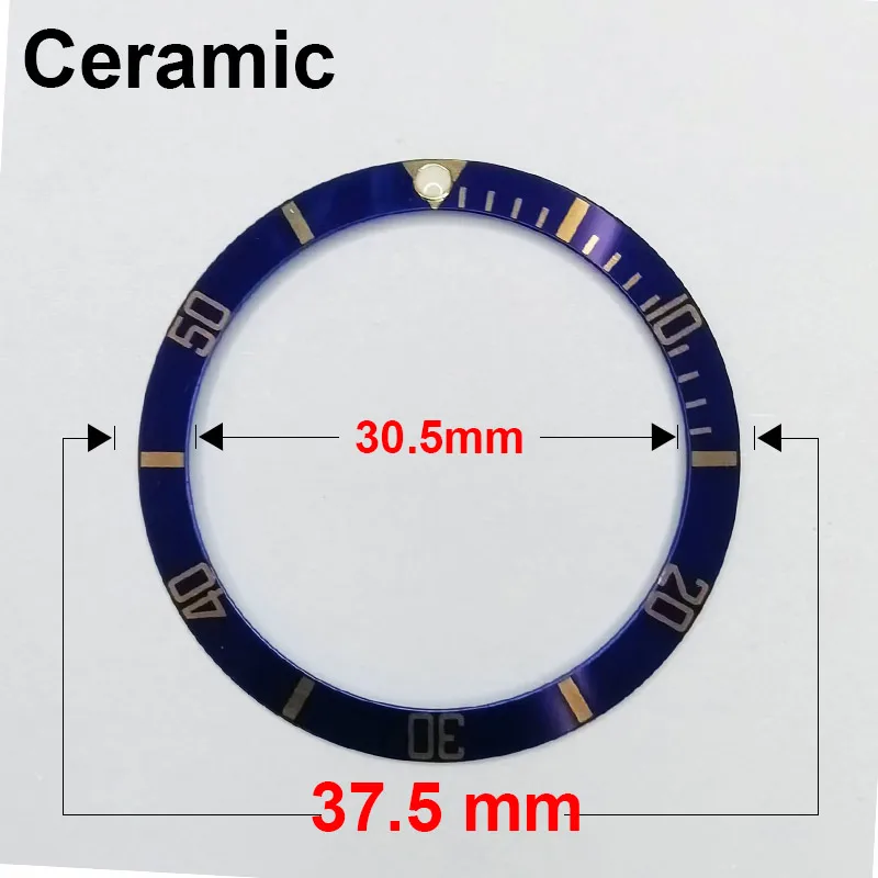 Watch Bezel Insert Ring 37.5 * 30.5mm Ceramic or Aluminum Luminous Case Replacement of watch accessories parts
