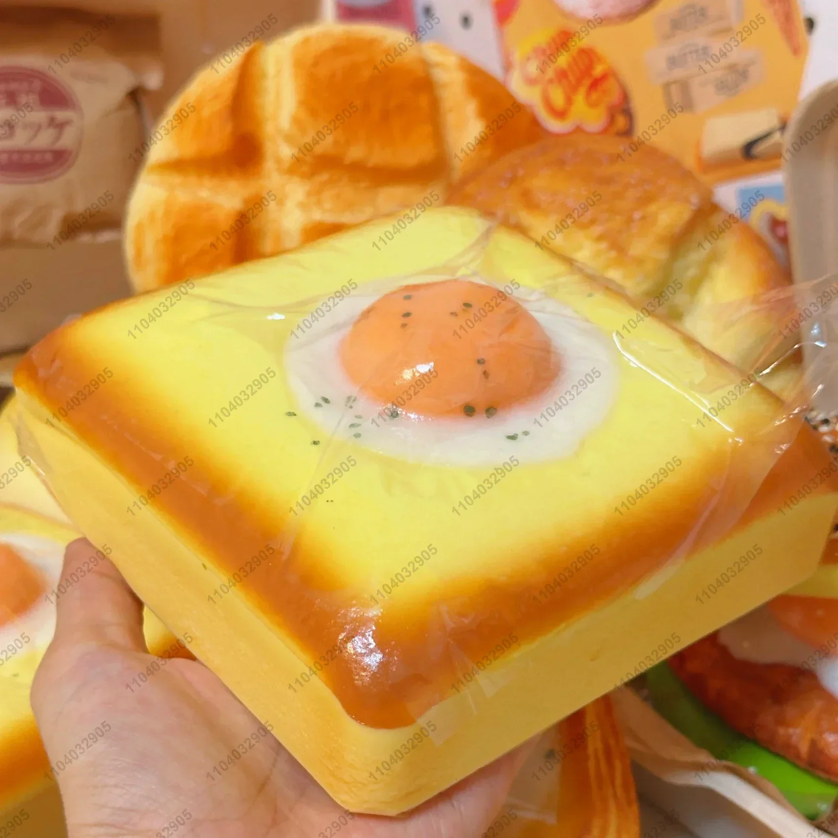 Big Fried Egg Toast Squishy Slow Rising Big Thick Egg Bread Squishy Slow Rebound Squeeze Toy Anti Stress Release Hand Relax Toy 3