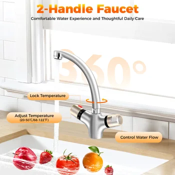 Rubinetto da bagno a 2 maniglie in ottone, cromato, ugello rimovibile, temperatura regolabile, montaggio su piano, rubinetto da bagno 1