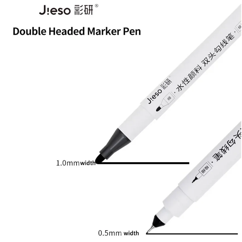 방수 블랙 마커 플라스틱 페인트 더블 헤드 네임펜, 파인 아트 윤곽 펜, 사무실 학교 문구, 3 개, 5 개, 12/24 개